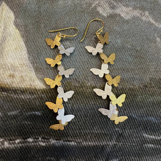 BUTTERFLY WISHES DROP EARRING - 22 KT GOLD ON SILVER