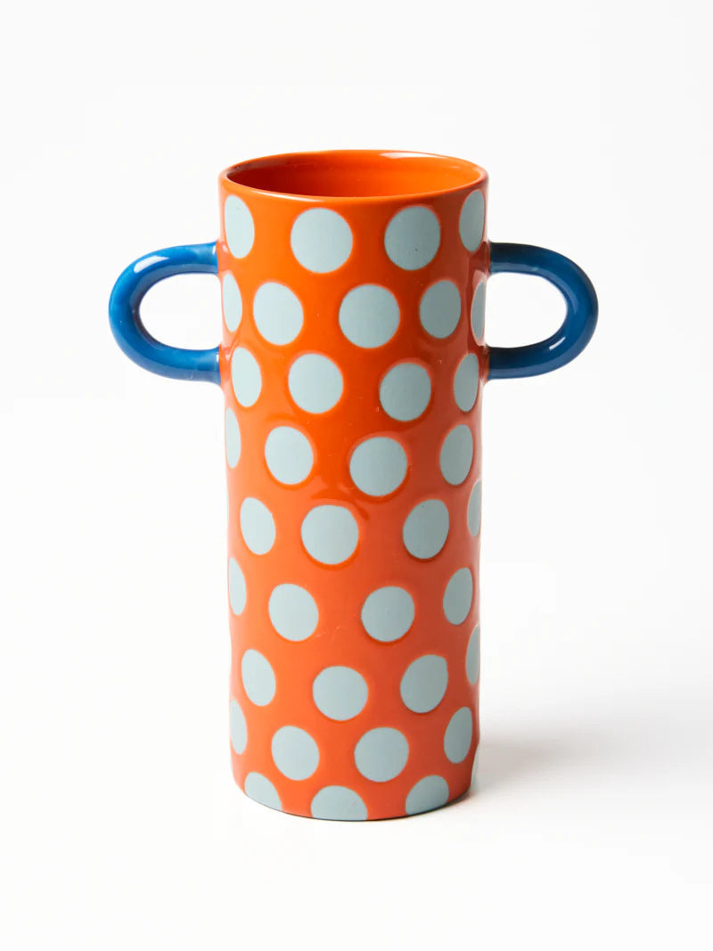 GRIFFE BLUE RED  SPOT BUD VASE