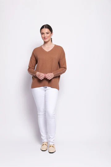 BORN LEADER SWEATER - CARAMEL/PINK