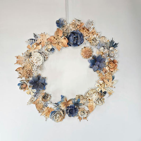 WINTER FLORAL METAL WREATH