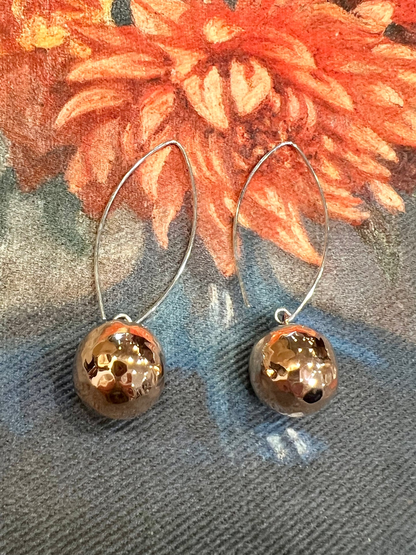 LARGE COPPER BALL EARRINGS