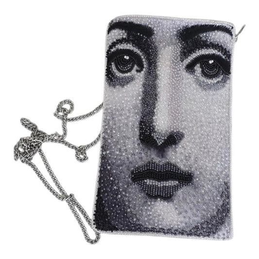 BEADED FORNASETTI EVENING CLUTCH BAG