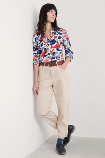 LARISSA SHIRT - MARINE FORMS CHALK