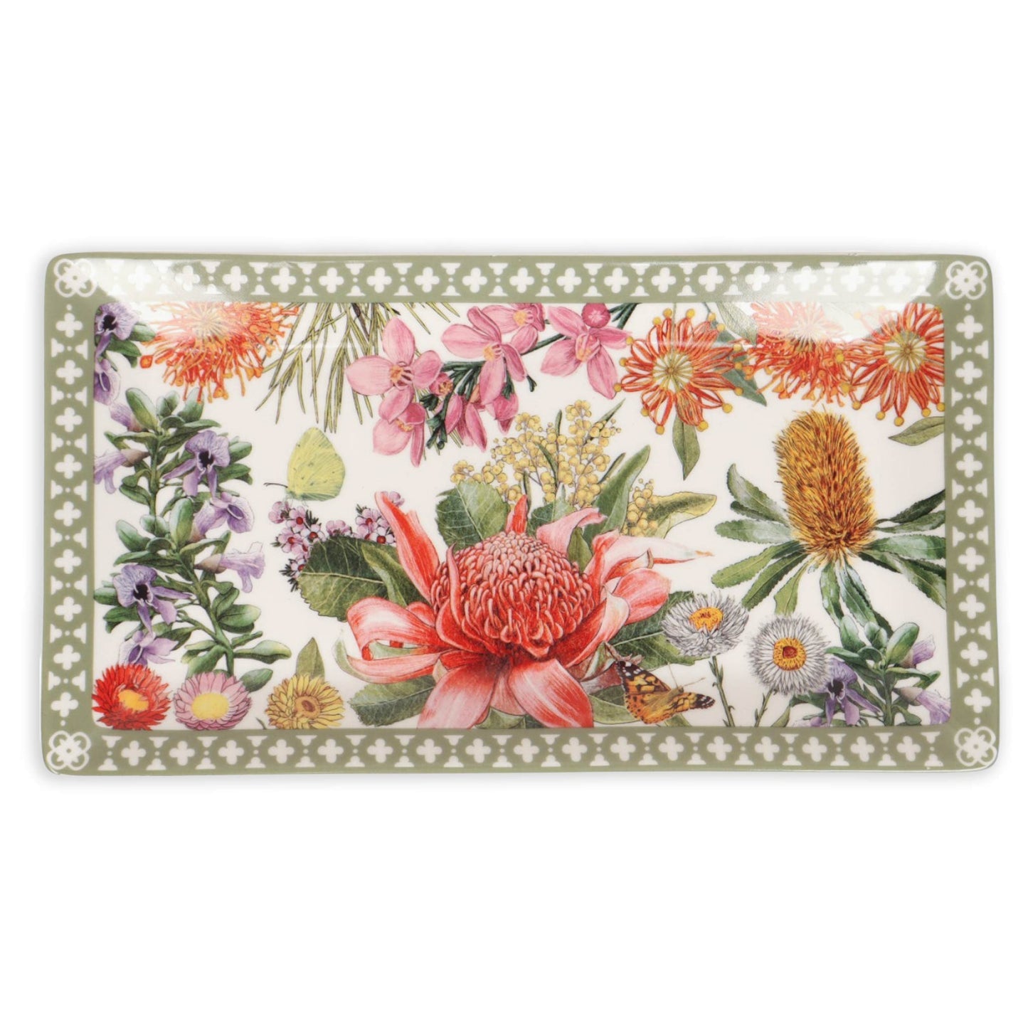 LARGE CERAMIC TRAY BOTANICAL BLOOMS