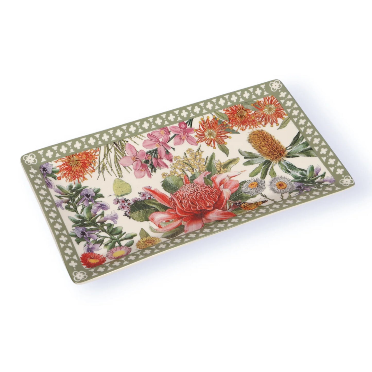 LARGE CERAMIC TRAY BOTANICAL BLOOMS
