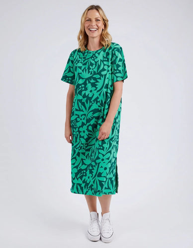 STENCIL FLORAL TEE DRESS - GREENBRIAR FLORAL