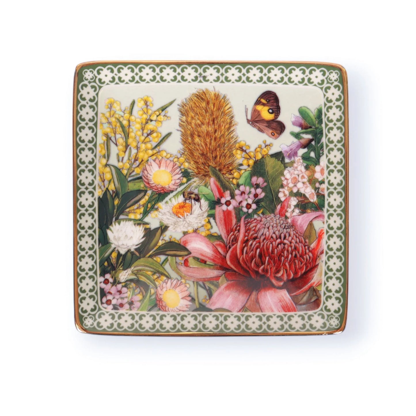 SQUARE TRINKET TRAY BOTANICAL BLOOMS