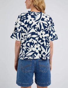 STENCIL FLORAL TEE - NAVAL BLUE FLORAL