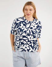 Load image into Gallery viewer, STENCIL FLORAL TEE - NAVAL BLUE FLORAL