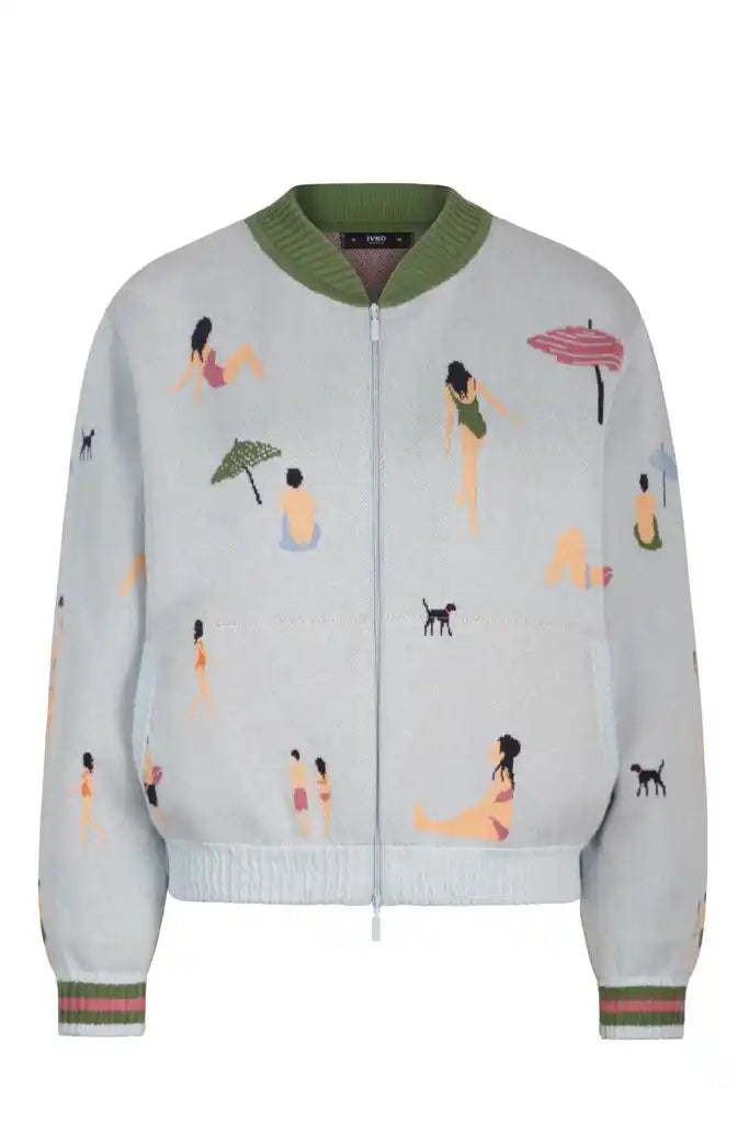 JACQUARD BOMBER JACKET - BEACK FUN MOTIF