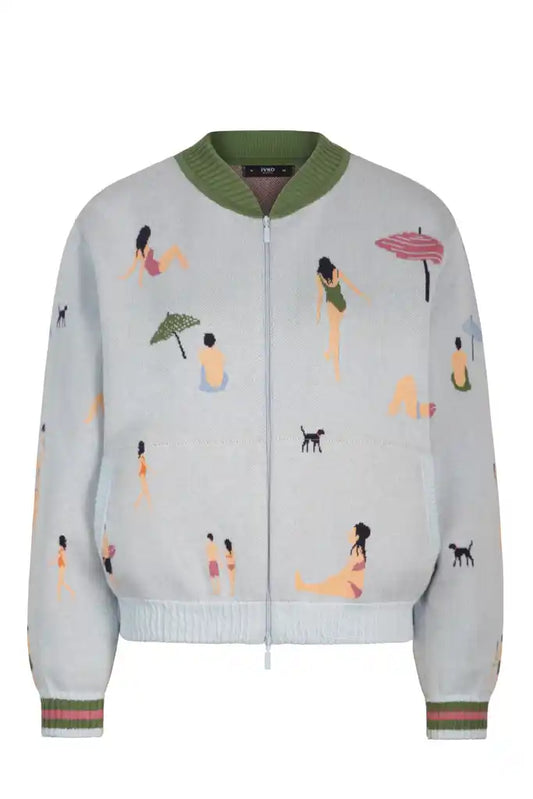 JACQUARD BOMBER JACKET - BEACK FUN MOTIF