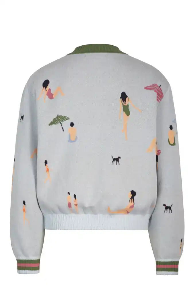 JACQUARD BOMBER JACKET - BEACK FUN MOTIF