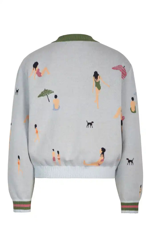 JACQUARD BOMBER JACKET - BEACK FUN MOTIF