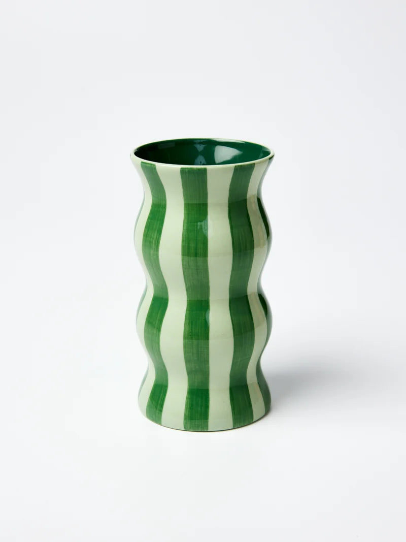 PALMA TONAL GREENS STRIPE VASE