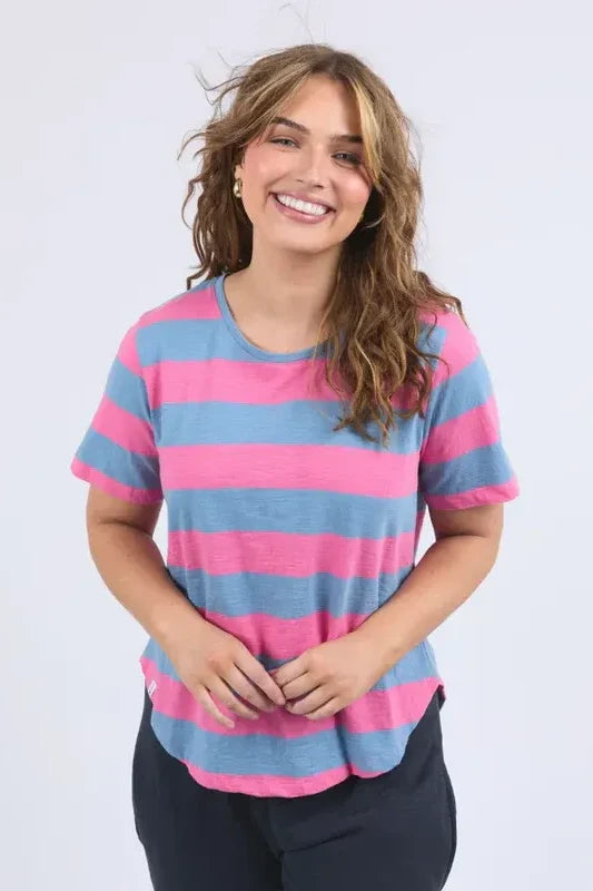 SPRITZ TEE - TRUE BLUE & PINK LEMONADE STRIPE