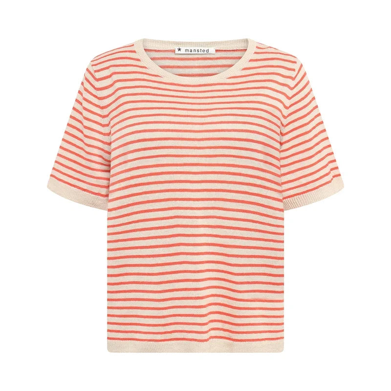 STELLA LINEN & HEMP STRIPE TEE - RED
