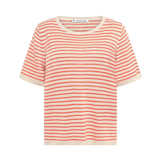 STELLA LINEN & HEMP STRIPE TEE - RED