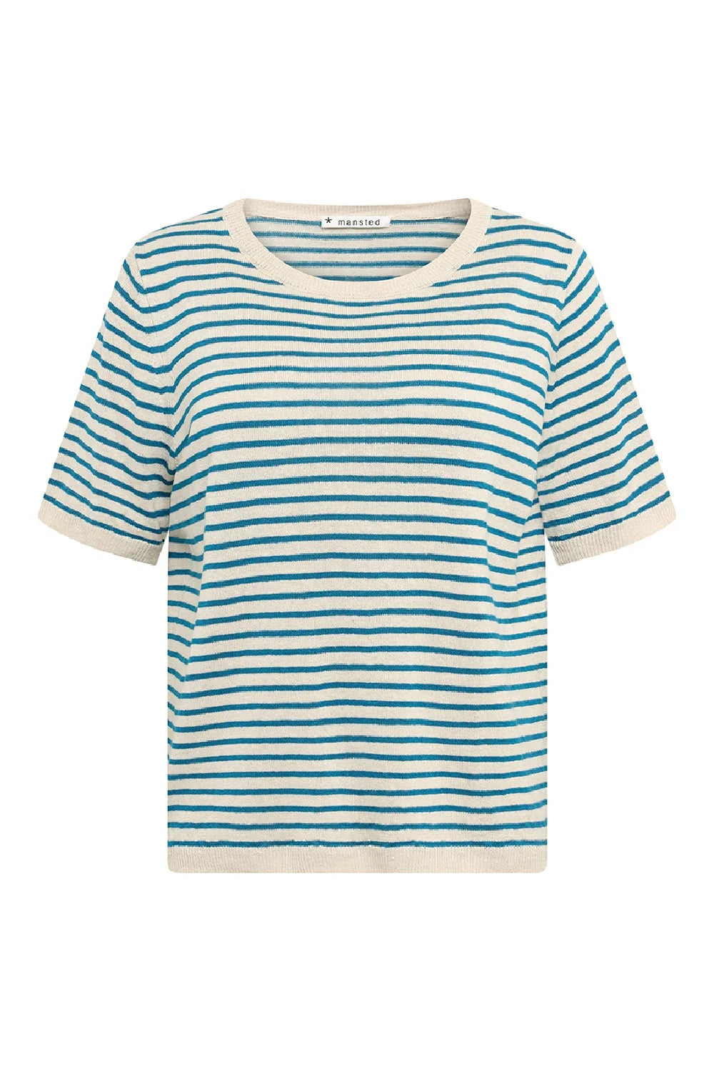 STELLA LINEN & HEMP STRIPE TEE - TURQUOISE
