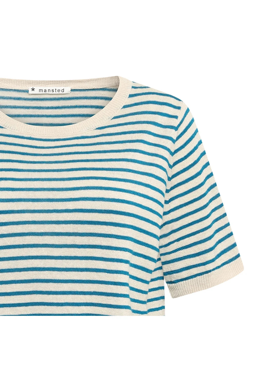STELLA LINEN & HEMP STRIPE TEE - TURQUOISE