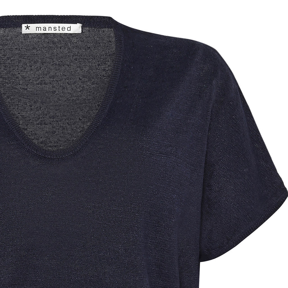 PITTI LINEN & HEMP WEDGE TEE - NAVY
