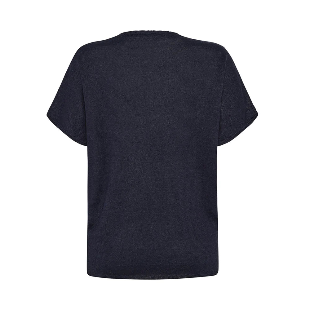 PITTI LINEN & HEMP WEDGE TEE - NAVY