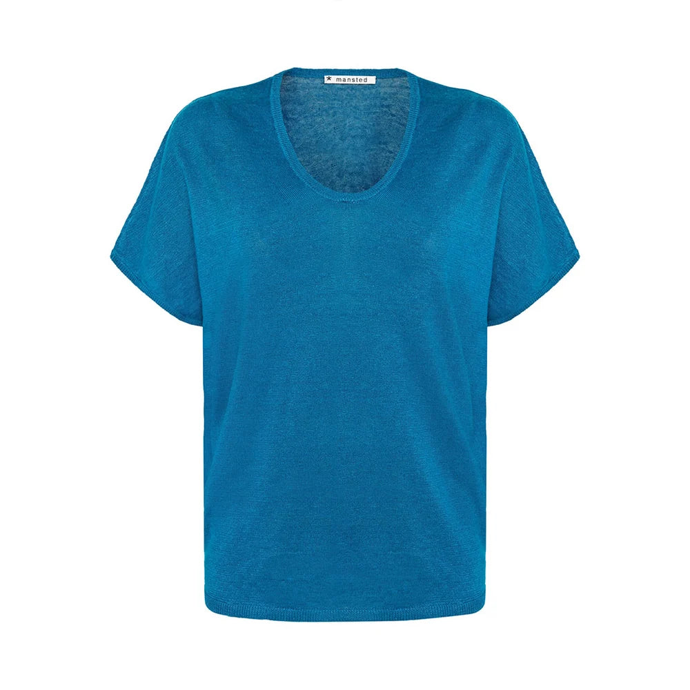 PITTI LINEN & HEMP WEDGE TEE - TURQUOISE
