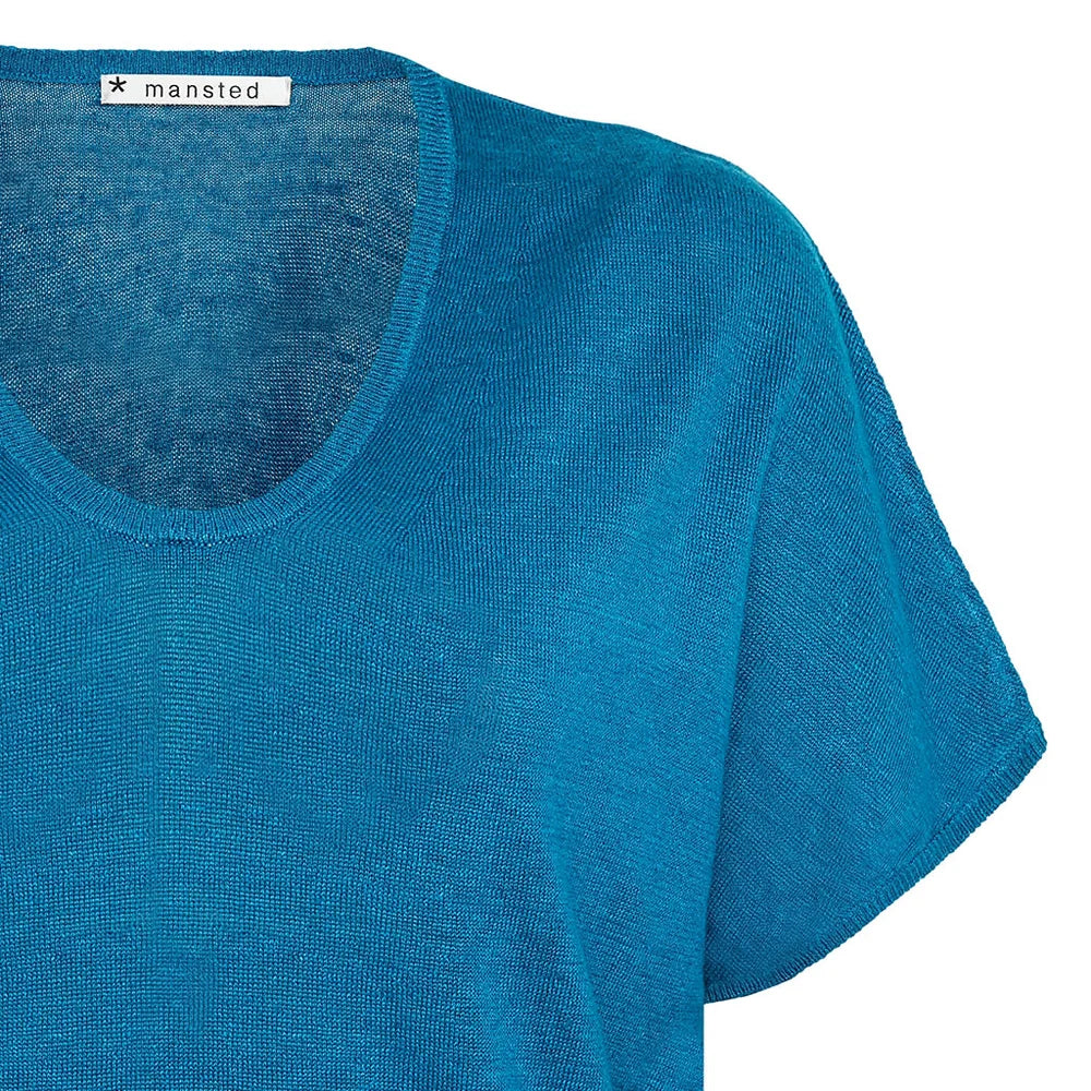PITTI LINEN & HEMP WEDGE TEE - TURQUOISE