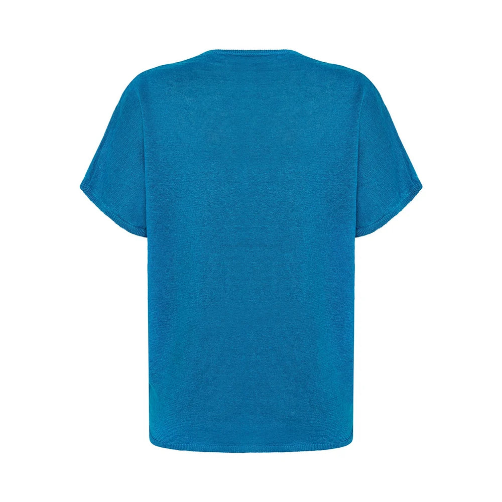PITTI LINEN & HEMP WEDGE TEE - TURQUOISE