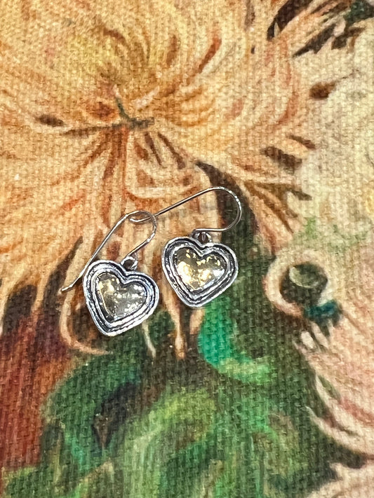 REYA HEART EARRINGS - STERLING SILVER & GOLD