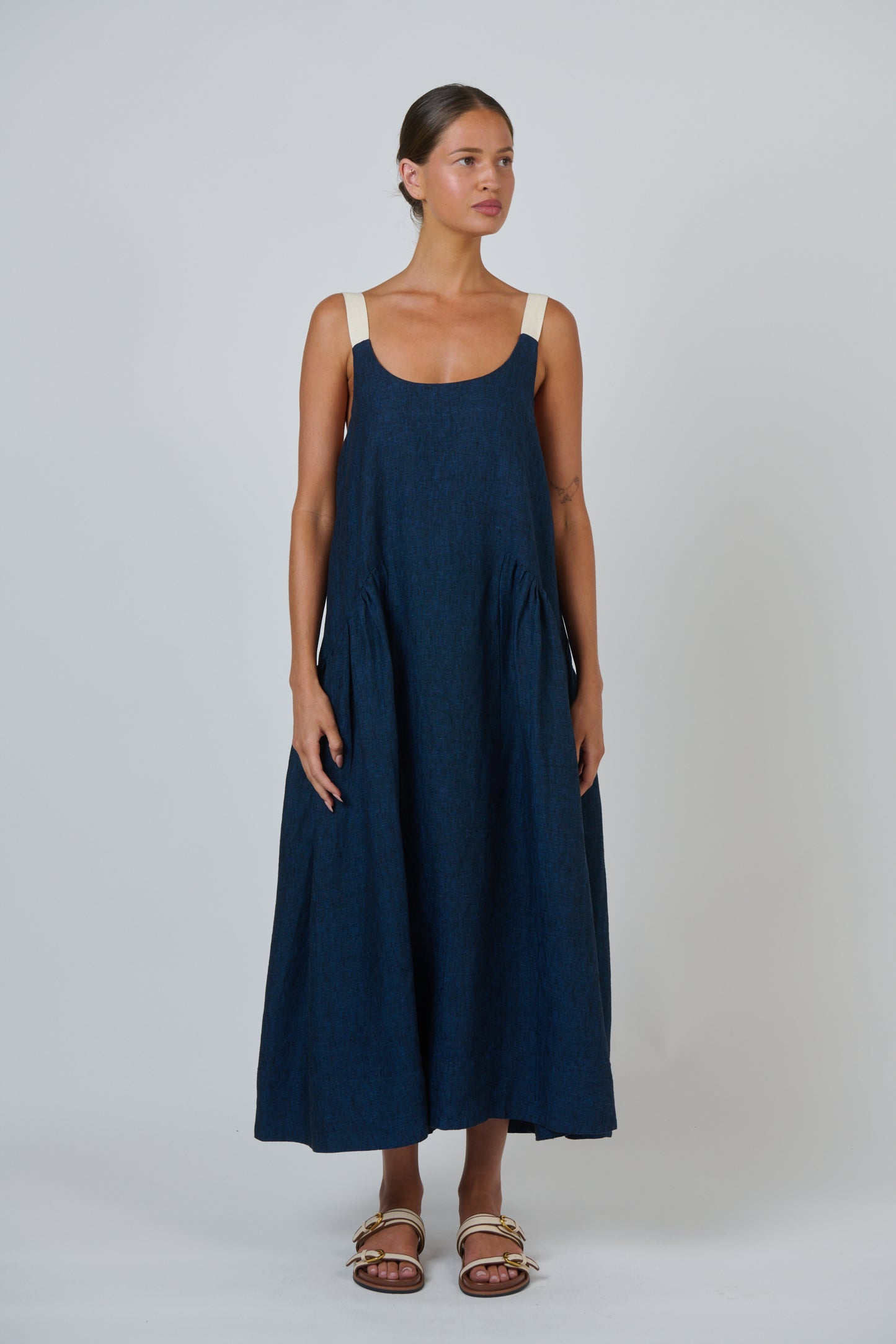 ECLIPSE LINEN DRESS - NAVY