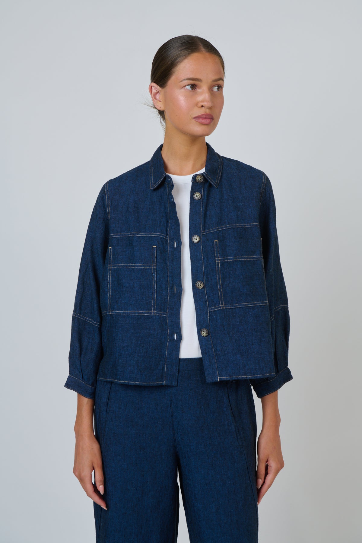ECLIPSE LINEN JACKET - NAVY