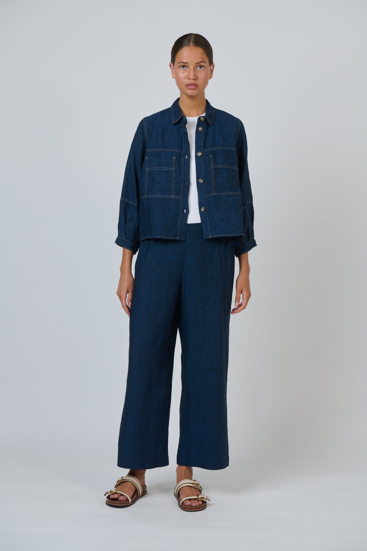 ECLIPSE LINEN JACKET - NAVY