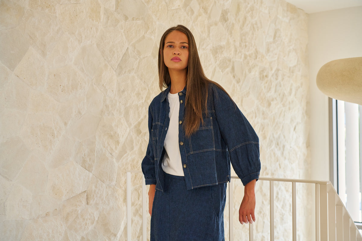 ECLIPSE LINEN JACKET - NAVY