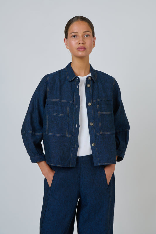 ECLIPSE LINEN JACKET - NAVY