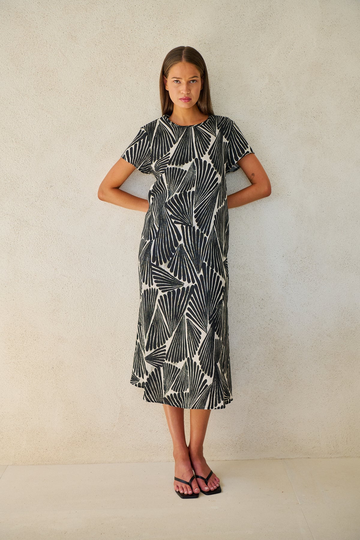 FOLIES PRINT LINEN DRESS