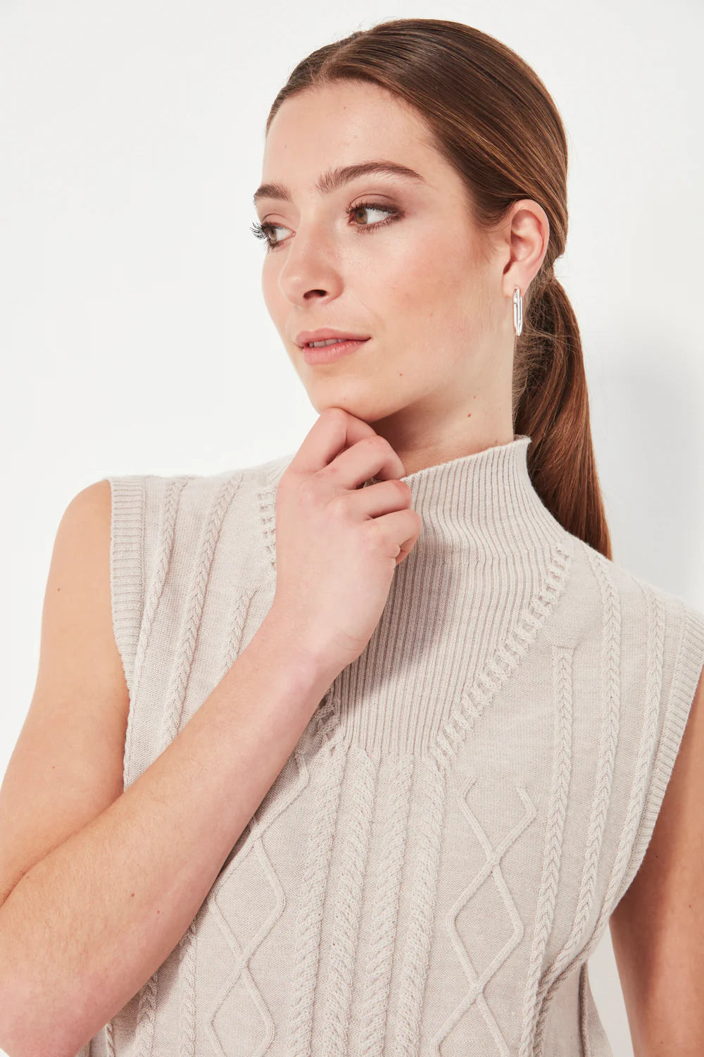 CHERISH VEST - CHALK MARLE