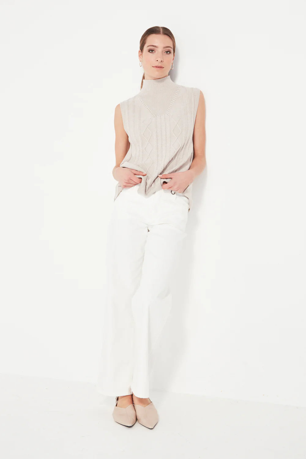 CHERISH VEST - CHALK MARLE