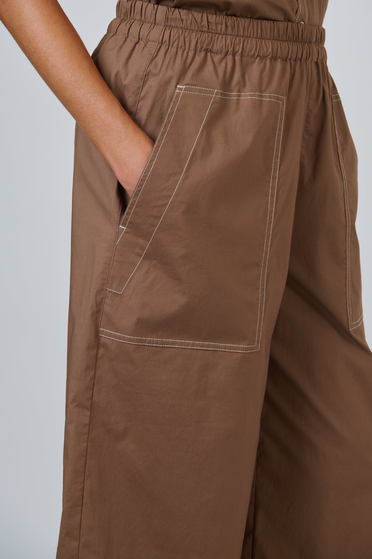 COTTON POPLIN PANTS - COOKIE