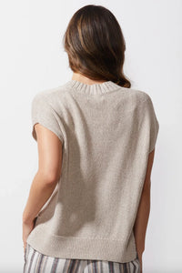 CHUNKY LINEN KNIT VEST - FLAX