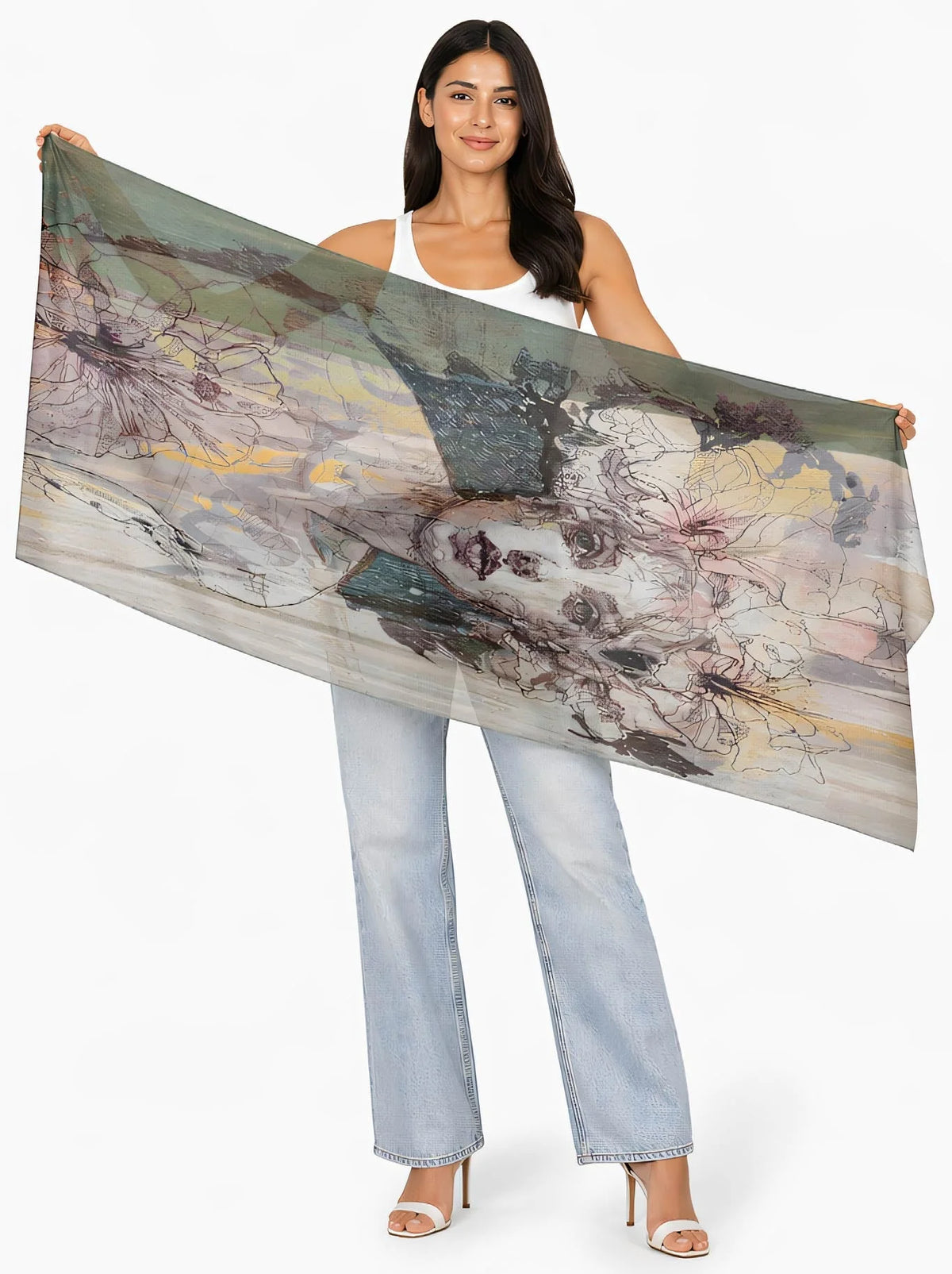 THE ARTIST’S LABEL SCARF/SARONG - DREAMY FLORAL MUSE