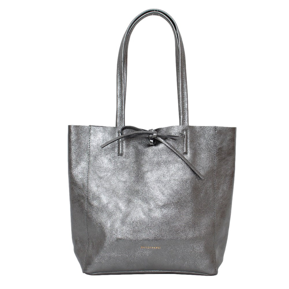 METALLIC MEDIUM TOTE - GREY