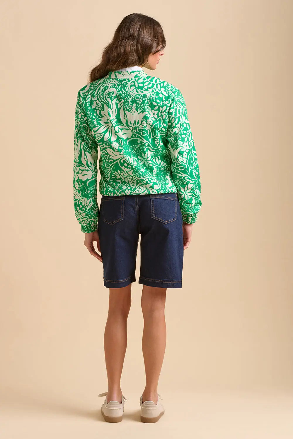 PIN TUCK BOMBER JACKET - GREEN