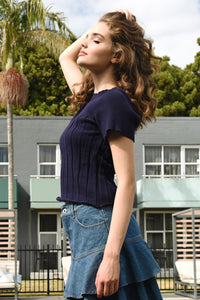 ONE KNIT WONDER TOP - NAVY