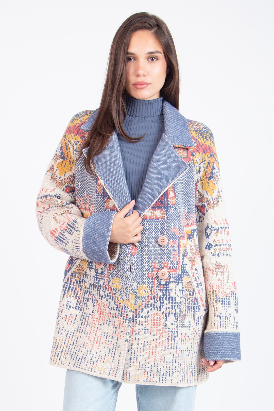 JACQUARD JACKET - KILIM PATTERN - OFF WHITE