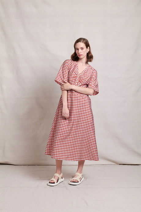 ABSOLUTE PITCH DRESS - CLAY CHECK