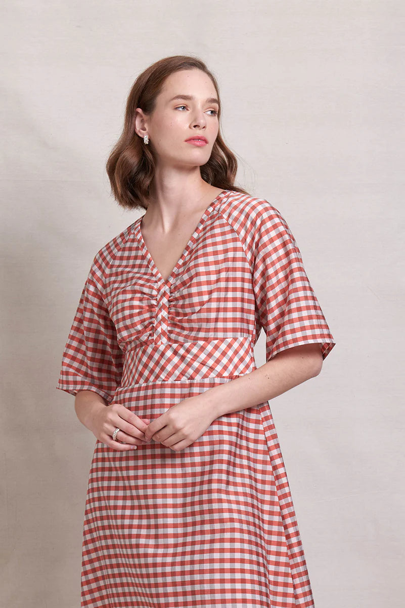ABSOLUTE PITCH DRESS - CLAY CHECK