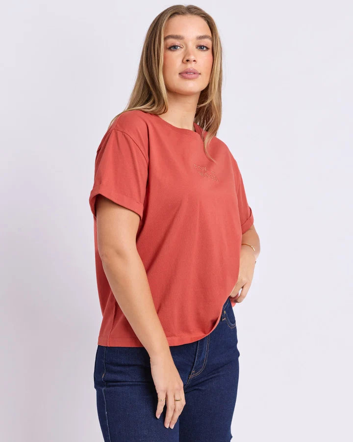 HUNTLEIGH OVERSIZED TEE -  RUST