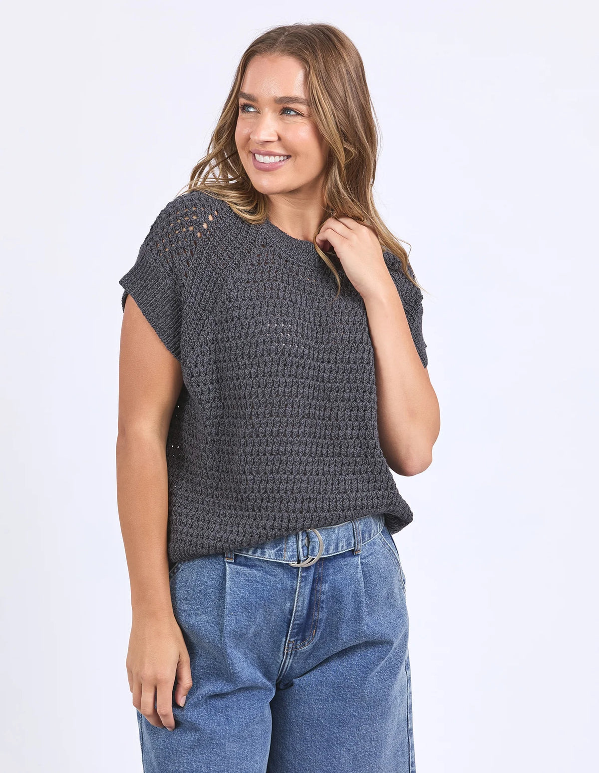 ISLA KNIT VEST - CHARCOAL