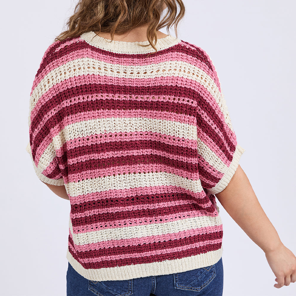 STRIPED KNOT TOP - CHATEAU ROSE