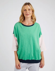 MAZIE COLOUR BLOCK SWEAT - GREENBRIAR